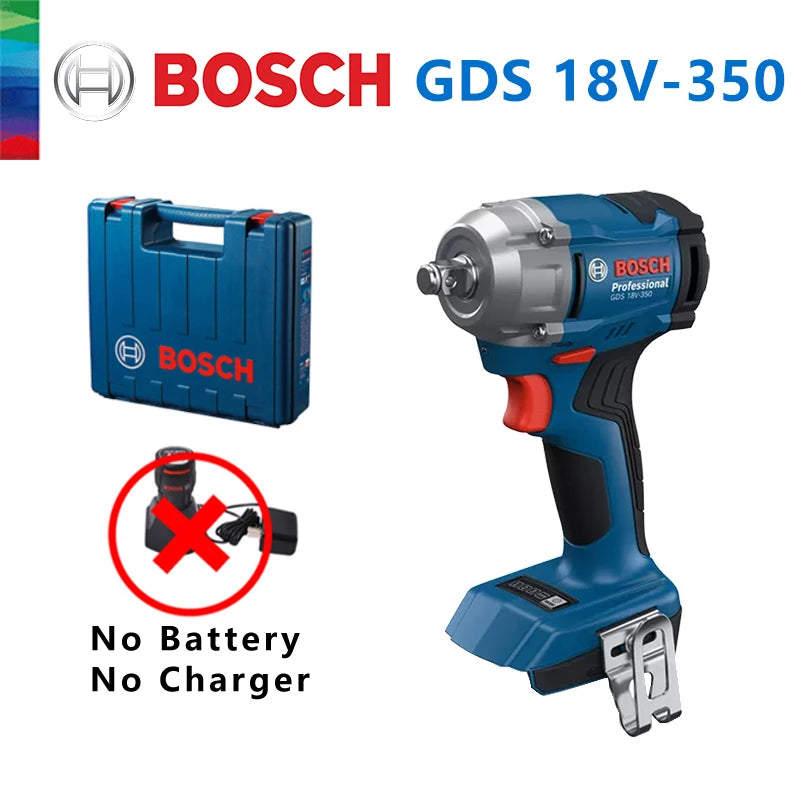 Visseuse à chocs sans fil Bosch GDS 18V-350, 350 Nm, 1/2", sans balais, 3 réglages de couple, éclairage LED, réglage 1200 tr/min, outil nu