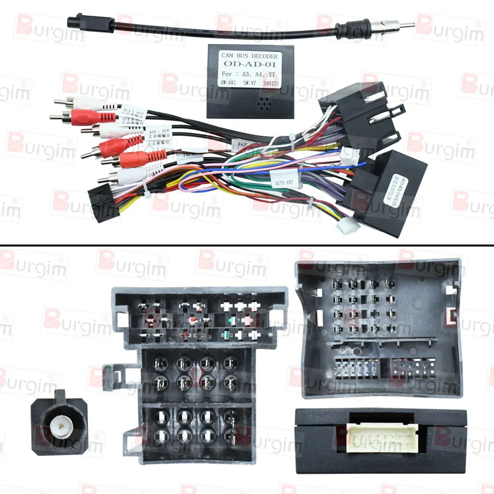 Faisceau de câbles de radio Android 16 broches pour Audi TT A3 S3 RS3 A4 S4 RS4 A6 S6 RS6 Allroad SEAT Exeo Câble d'alimentation stéréo Boîtier Canbus