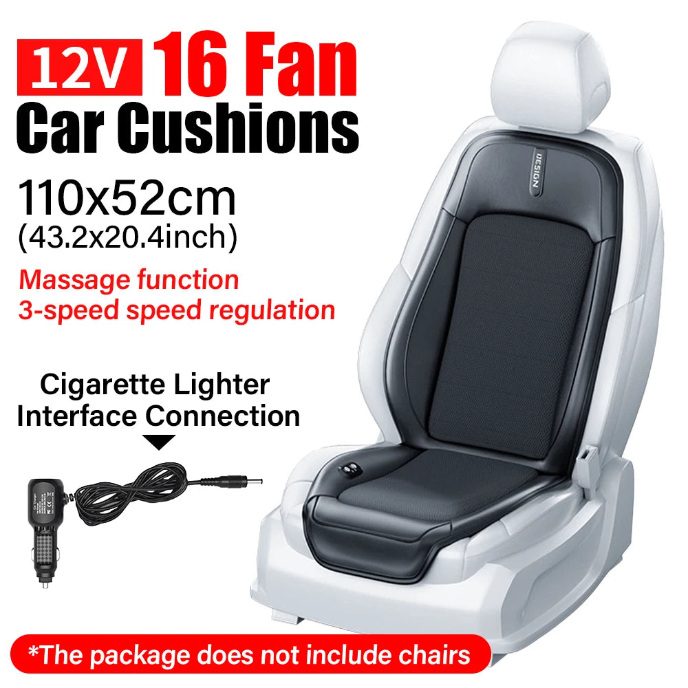 Car Seat Cooler Pad 16-Fan Car Seat Cooling Cushion with Massage 12V Ventilated Car Seat Pad Universal Anti-Slip Car Seat Cover