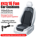 Car Seat Cooler Pad 16-Fan Car Seat Cooling Cushion with Massage 12V Ventilated Car Seat Pad Universal Anti-Slip Car Seat Cover