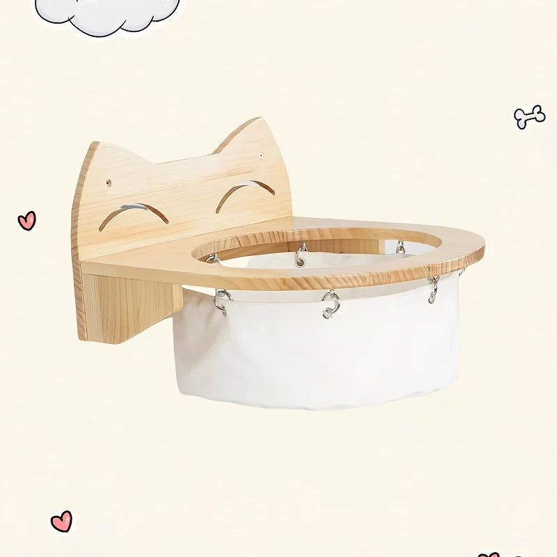 DIY Wall-mounted Cat Hammock, Wooden Cat Bed for Indoor Cats, Cat Jumping Platform Climbing Toy