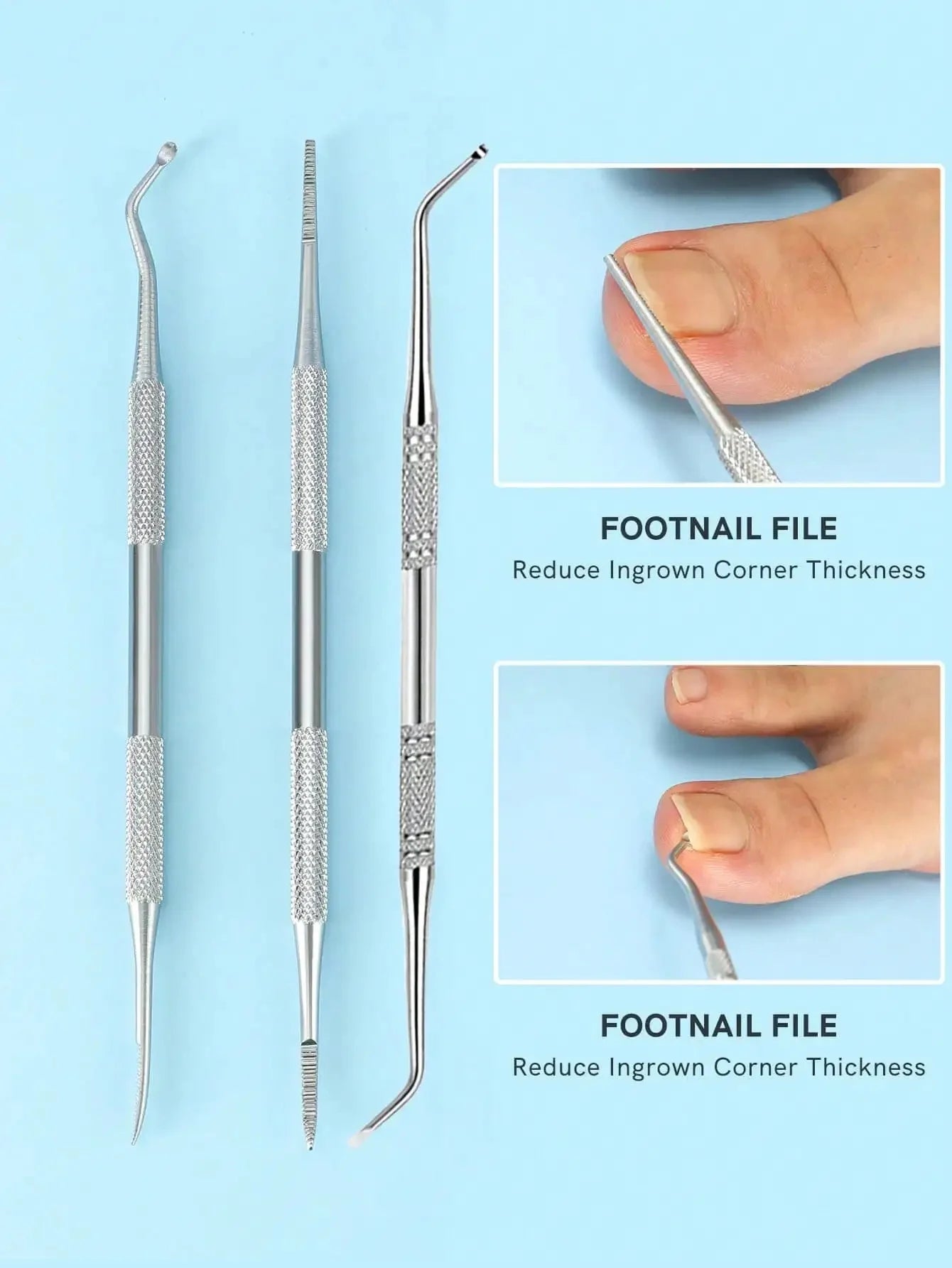 3pcs Nail Stain Removal Tool, Multifunctional Nail File, Pedicure Tool Beauty File,  Toenail Tool Pedicure Nail Cleaner