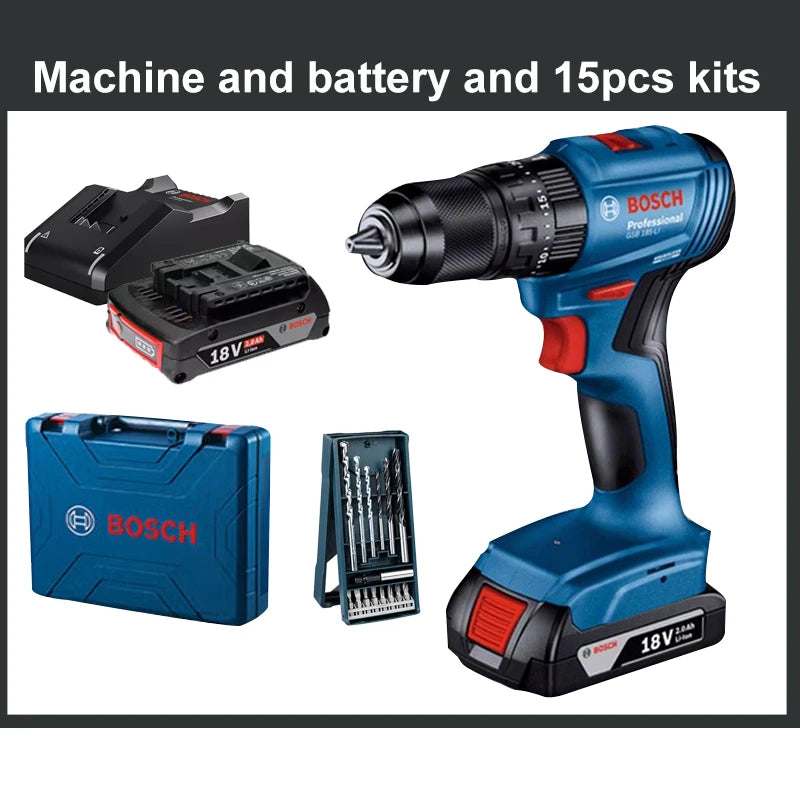 Brushless Impact Drill BOSCH GSB185LI Professional Electric Screwdriver Drill 18V Li-ion Cordless Variable Speed Electric Drill