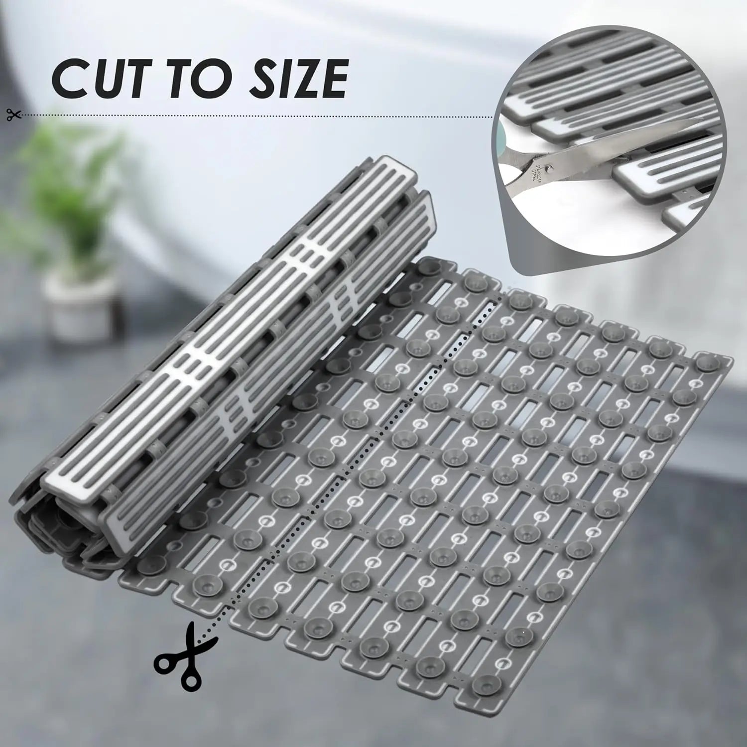 Shower Tub Anti Slip Textured Surface Shower Mat with Drain Hole and Large Suction Cups Quick Dry Bathroom Shower Stall Rug