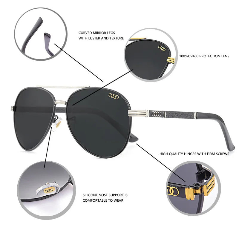 For audi High end luxury men driving polarized sunglasses, brand luxury design anti glare, men women Driver goggles gentlemanly