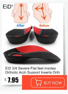 EiD New Arch Support 25mm Orthotic insole Black Leather orthotics Insoles for Flat Foot O/X Leg Corrected Shoe Sole insert pads