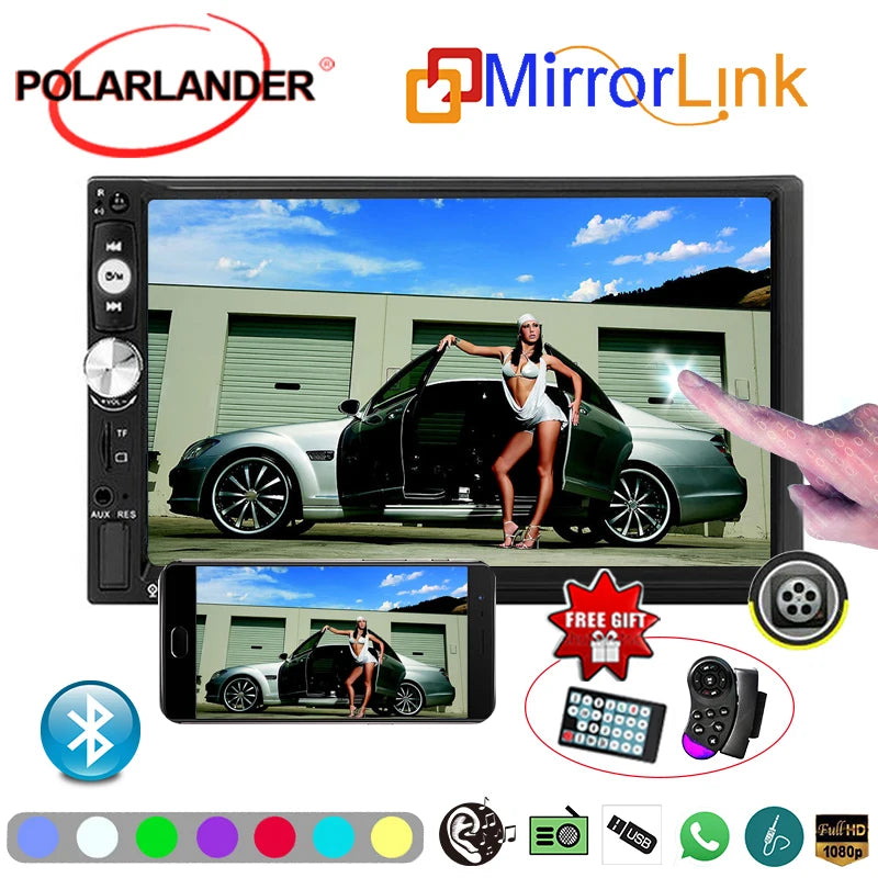 7" LCD Touch Screen Car Radio 40W4 Output USB SD Support Bluetooth Auto Audio Player