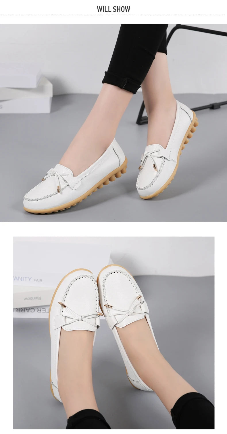 2025 New Woman Flats Shoes Ballet Flat Sneakers Genuine Leather Spring Soft Moccasins Ladies Boat Ballerina Espadrilles Creepers