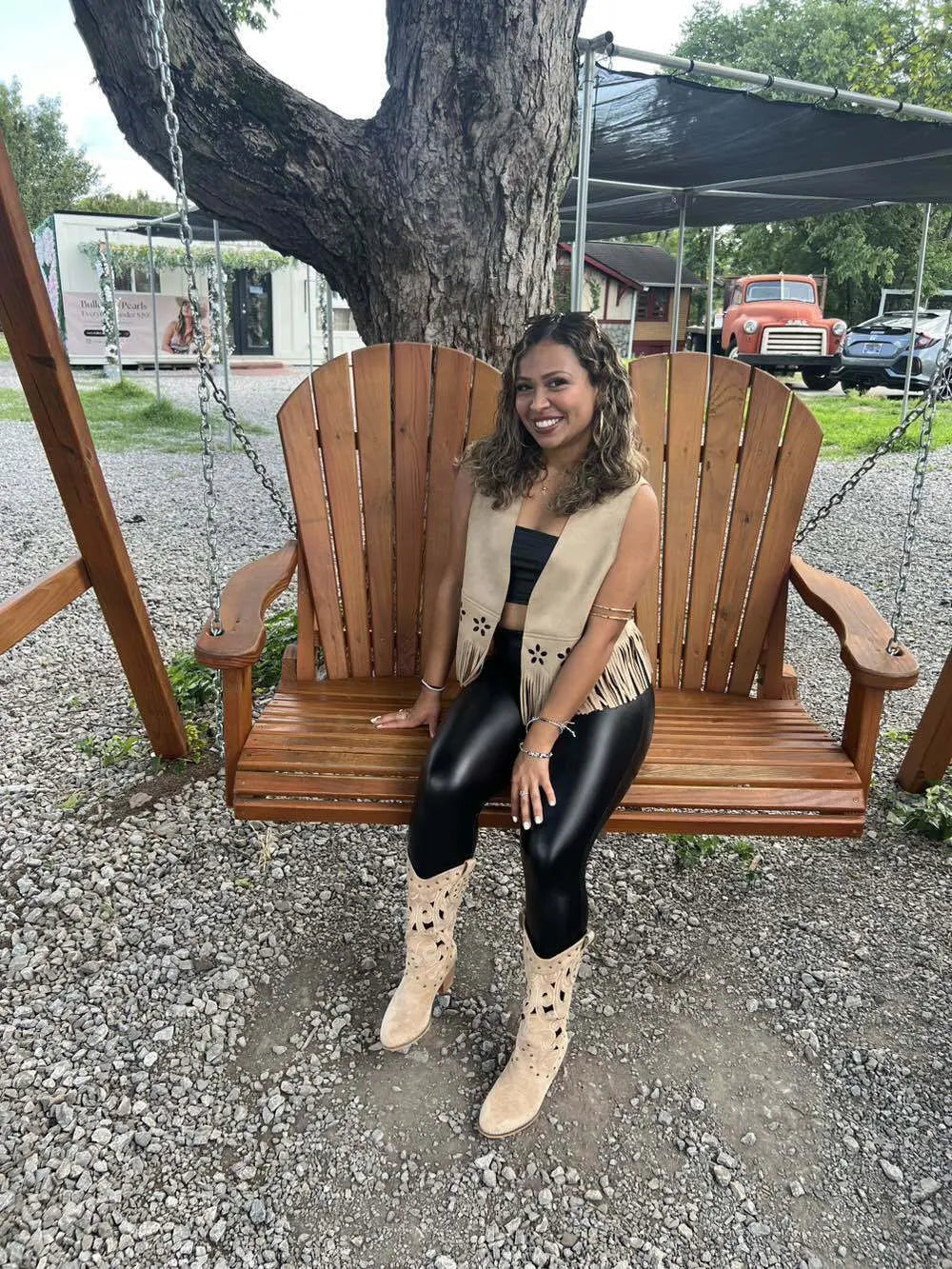 2026 Women's Summer Retro Round Toe Chunky Heels Vegan Suede Western Boots with Hollow Design and Rivets Cowboy Boots Shoes