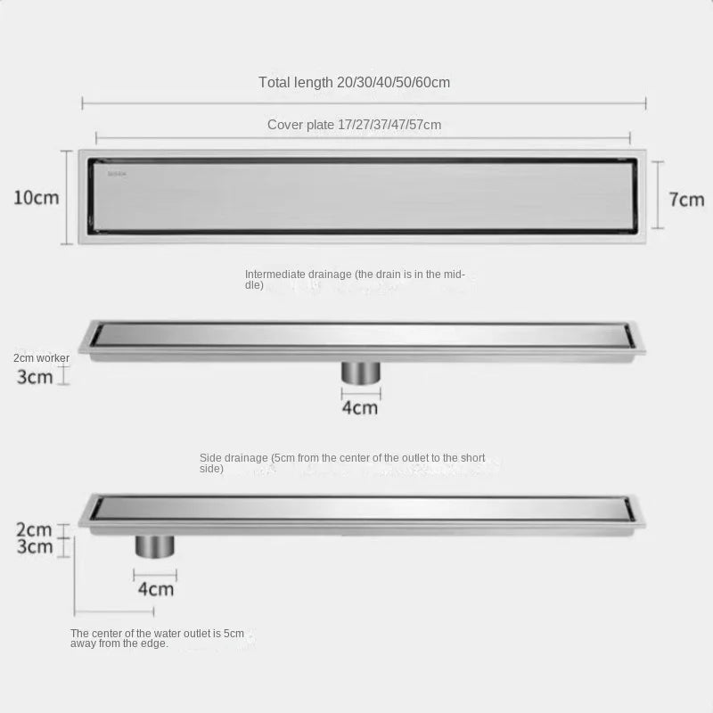 Invisible Tile Floor Drain Brshed Gold Black 304 Stainless Steel Lavatory Bathroom Shower Long Linear Drainage Side Floor Drains