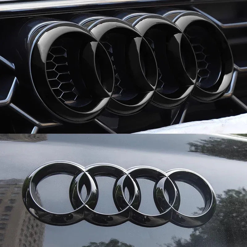 ABS Four Ring Car Logo Cover Front Grille Badge Rear Trunk Emblem Decal For Audi A3 A4 A5 A6 A7 A8 Q3 Q5 Q7 Q8 Car Accessories