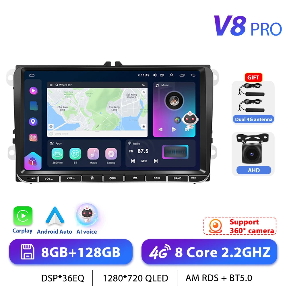 Podofo 7 "9" CarPlay Android Car Radio For Volkswagen VW Golf Passat JETTA Skoda SEAT Car Intelligent System 2din GPS Car Radio