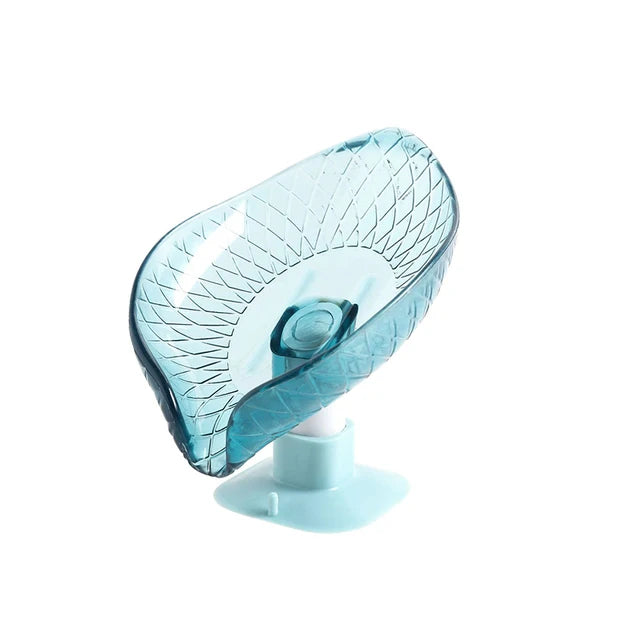 Boîte à Savon de Vidange Design Feuille avec Ventouse Porte-Savon Décoratif en Plastique Auto-Drainant Plateau de Savon Organisateur de Rangement pour Salle de Bain