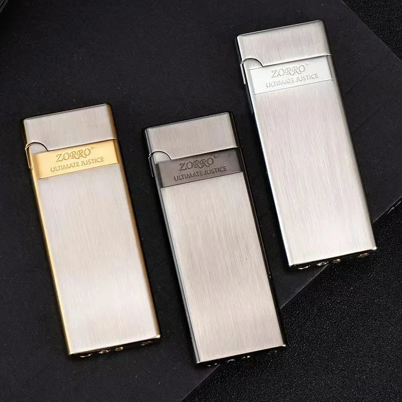 Zorro 636 Metal Ultra Thin Butane Gas Inflatable Grinding Wheel Lighter Holiday Gift Smoking Accessories Men's Small Tools Gift