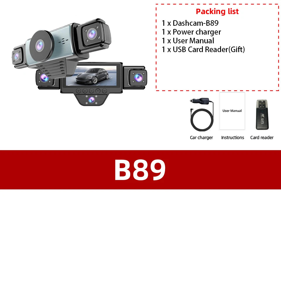 FHD 1080P 5 Channel Full HD Car DVR Wifi Dash Cam 5 Cameras Dashcam Video Recorder Night Vision Black Box 24H Parking Mode