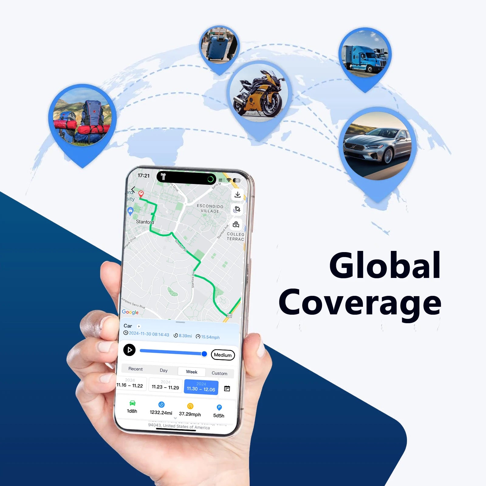 Portable GPS Locator 6000mAh Battery Real-Time Tracking with Fence Alert Security Device Requires Subscription for Use