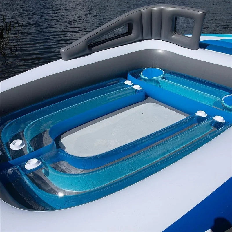 PVC thickened inflatable 6-person island floating bed pirate ship cutting multi-person water party yacht floating boat