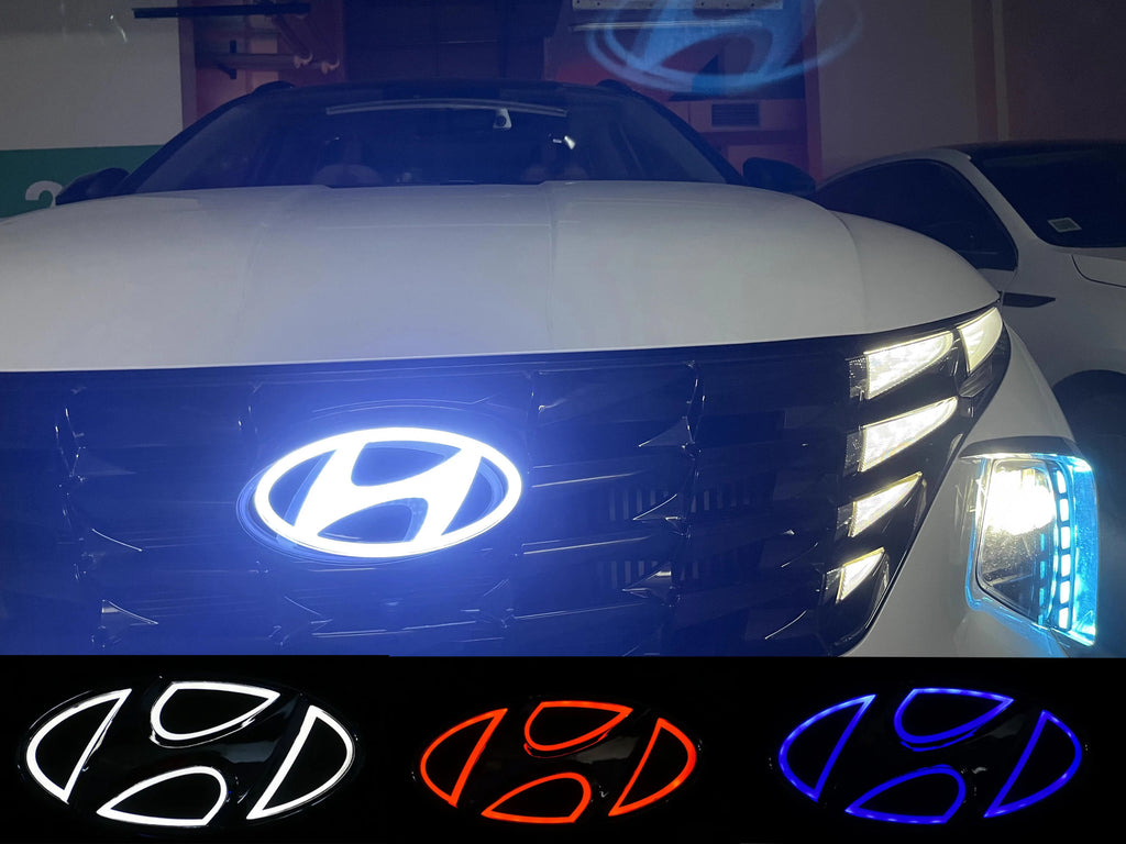 Car 5D LED Front Rear Light Emblem Sticker For Hyundai Genesis N-LINE I10 I20 I30 I40 IX20 IX35 Kona Getz Veloster Tucson Elantr