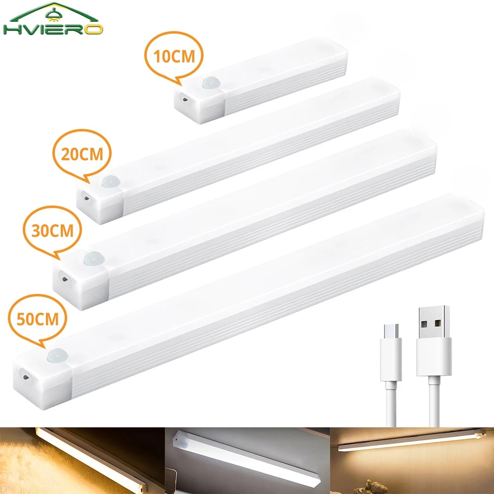Veilleuses à détecteur de mouvement, Lampe LED sans fil Rechargeable USB Magnétique pour Armoire, Penderie, Cuisine, Couloir, Tube Détecteur, Ampoule