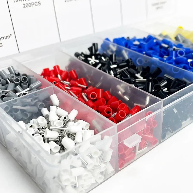 Bulk Copper Crimp Terminals 200-1900Pcs | E1508/E1008 Ring Connectors for Cable Wiring & Auto Repair
