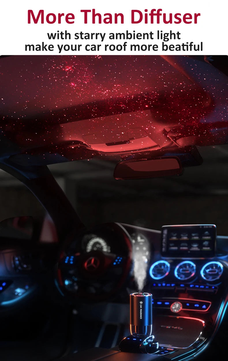LED Starry Sky Car Diffuser 50ml Aroma Car Flavoring Cologne Air Freshener for Cars Ocean Fragrance Car Scent Air Perfume in Car
