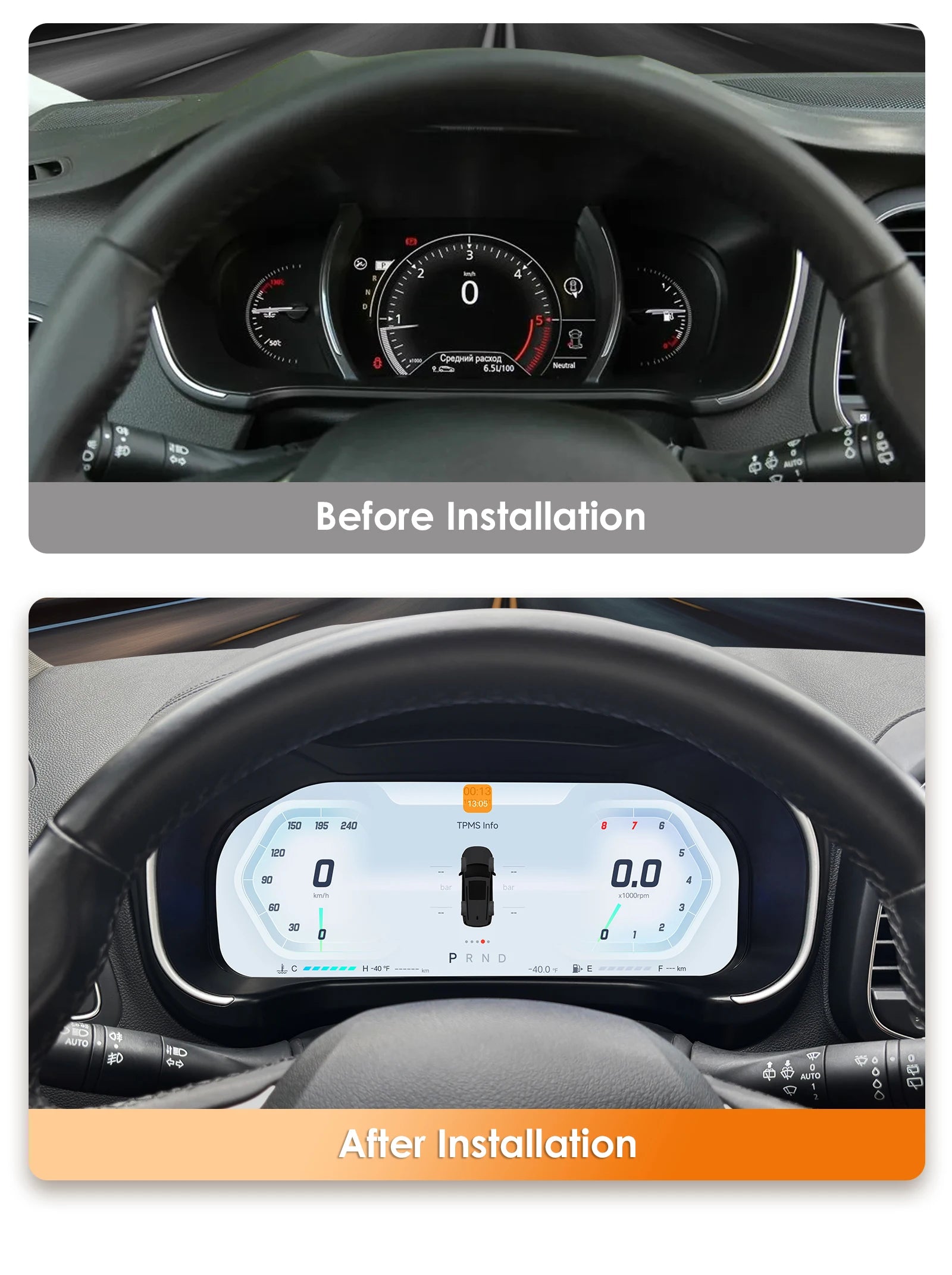 12.3 inch Digital Display Car Dashboard Cluster for Renault Koleos 2016-2020 Android Auto Carplay Panel Speedometer Cockpit Gauges Dash
