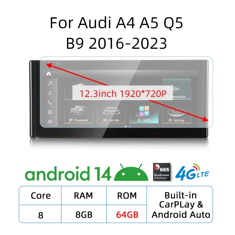 12.3" Android 14 CarPlay Receiver