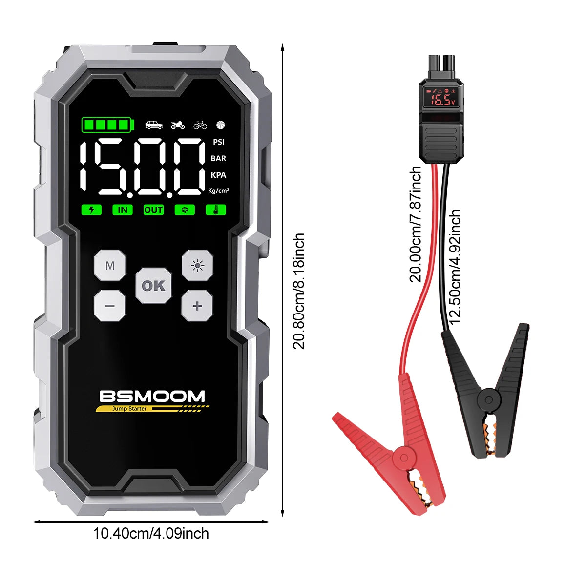 150PSI Air Pump Car Battery Emergency Boosters ,7000A/1500A PEAK Car Jump Starter Power Bank ,Portable Starting Device Car Starter New,Cars with USB Ports And LED Flashlight, 26800mAh/21800mAh Portable Car Jump Starter, Batte