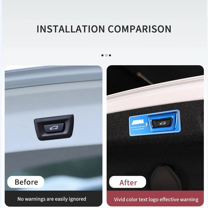 BMW Car Trunk Warning Sticker Electric Tailgate Lifting Cover For BMW M E46 E90 E60 F30 F10 E39 E36 F20 G30 G20 E87 E92 E91 E30