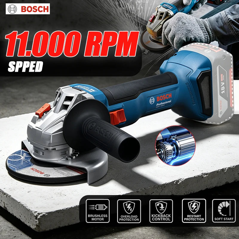 BOSCH GWS 18V-8 Cordless Angle Grinder 18V Professional Brushless M10 Slide Switch Metal Cutting Grinding BOSCH Power Tools