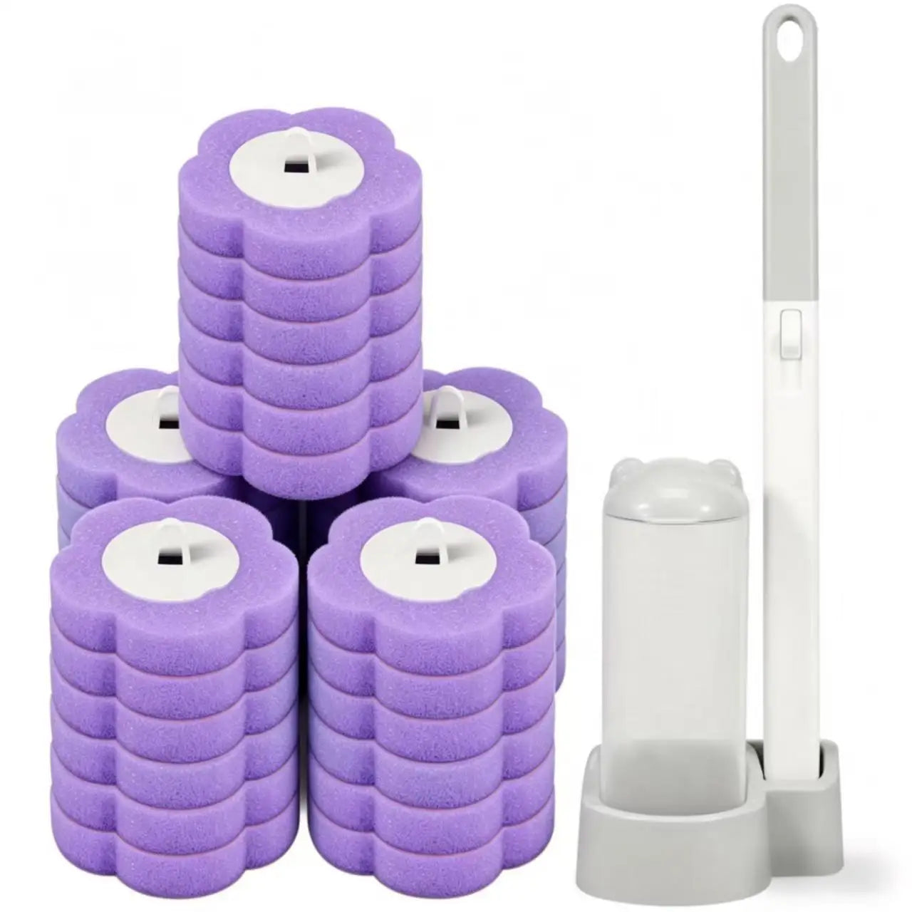 Upgrade Toilet Brush Kit with Disposable Replacement Heads, Long-Handle Hygienic Bathroom Cleaning Brush for Home WC Accessories