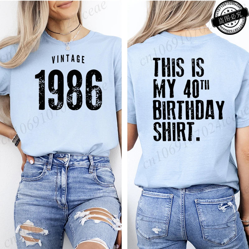 Women'S Casual T-Shirt with Vintage 1986 Birthday 40th T-Shirts Harajuku Tees Short Sleeve Casual Aesthetic Clothes Personalized