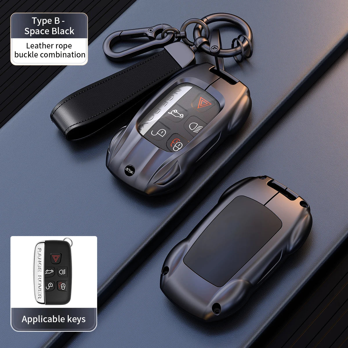 Leather Metal Car Key Case Cover Bag For Land Rover Range Rover Sport Evoque Freelander Velar Discovery 4 Jaguar XE XJ XF Guitar