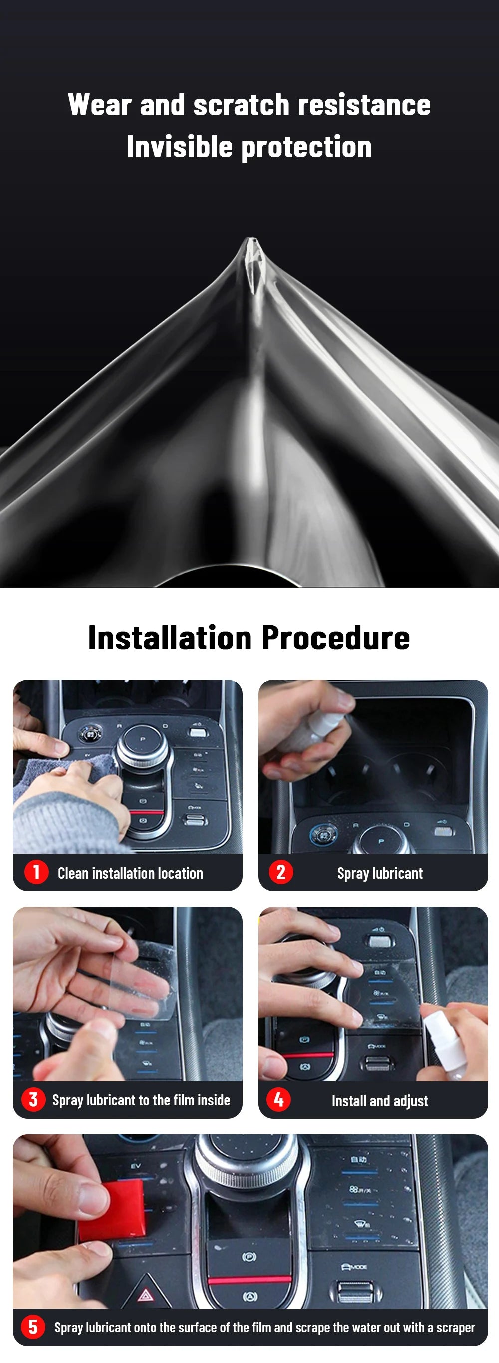 Anti-scratch Car Interior Center Console Media Dashboard Navigation TPU Protector Film For MG HS 2025 2026 PHEV