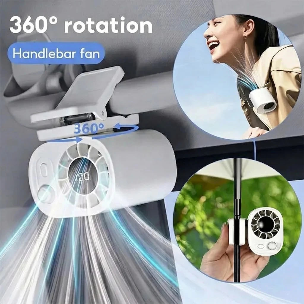 GMOX 2026 Clip-On Car Fan 360° Rotatable 100-Speed Multi-Scene Portable Fan Long Service Life Lightweight USB Rechargeable