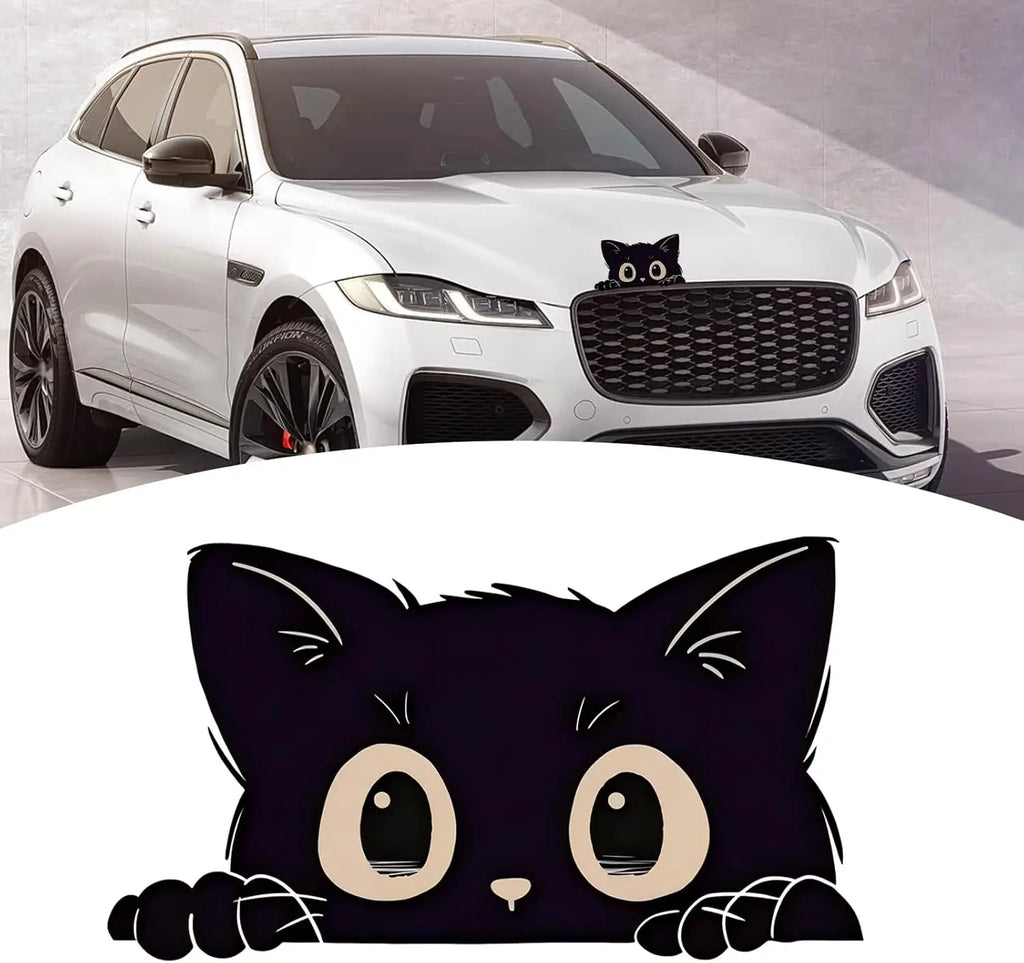 Car Sticker Accessories Poor Cat Is Stealing with Big Eyes Watch Vinyl Car Styling Cover Waterproof PVC Decals