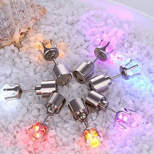 1/2Pcs LED Light Up Ear Stud Earrings Colorful Flashing Zircon Earring Stainless Steel Party Night Bling Ear Ring Studs Jewelry