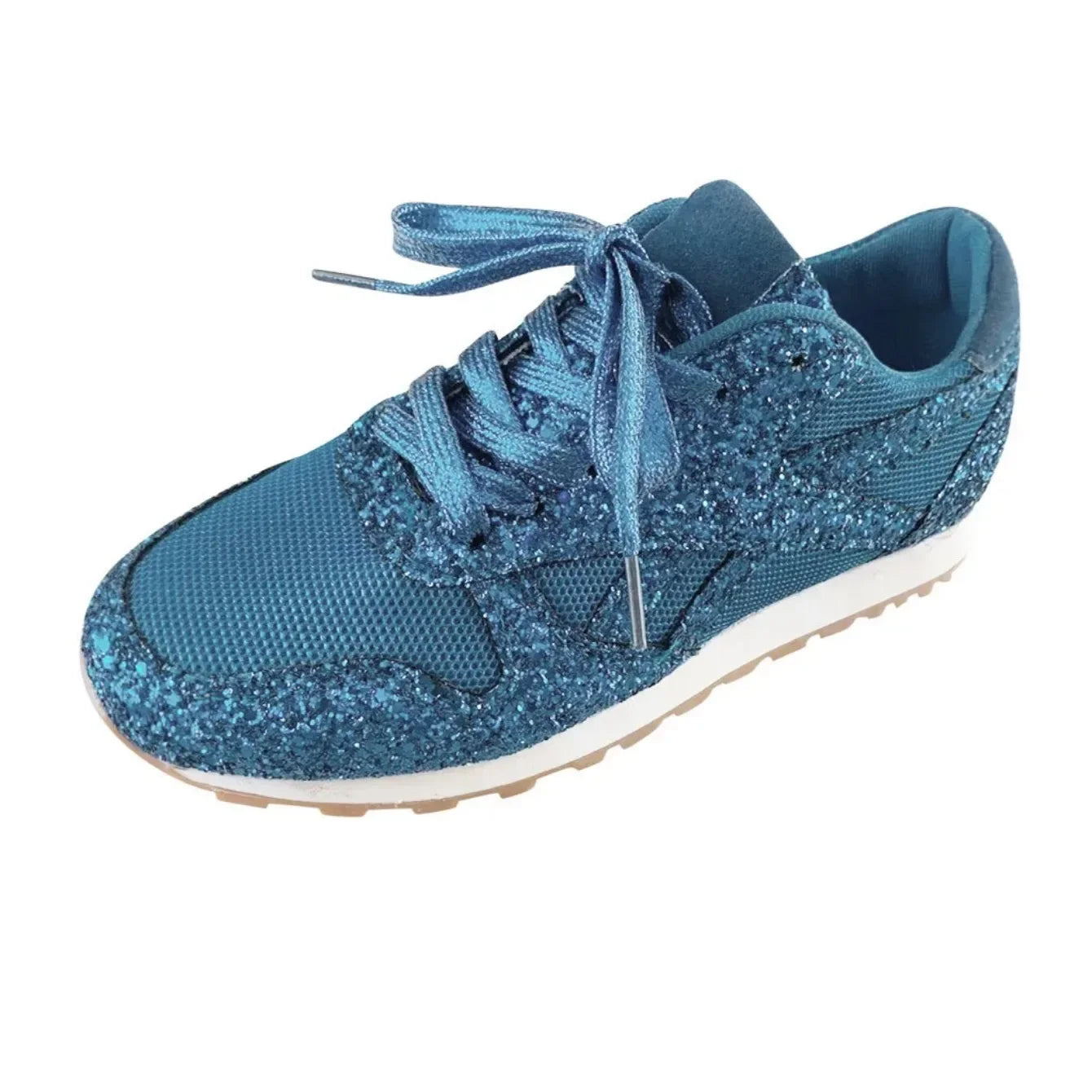 2025 New Women Flat Sneakers Casual Bling Vulcanized Shoes Women Mesh Lace Up Platform Plus Size Fashion Outdoor Woman Shoes
