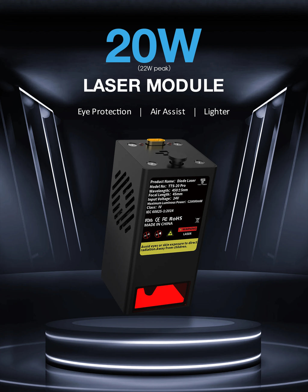 Twotrees TTS-20 Pro Metal Laser Engraving Machine WiFi Offline Control 20W Blue Light CNC Cutting Machine Laser Marking Machine
