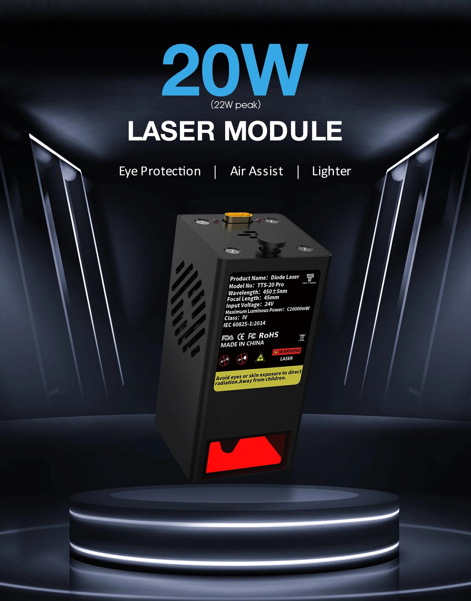 Twotrees TTS-20 Pro Metal Laser Engraving Machine WiFi Offline Control 20W Blue Light CNC Cutting Machine Laser Marking Machine