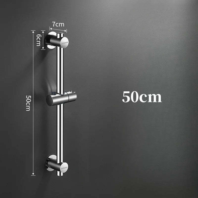 Stainless Steel Wall Mounted Black Bath Sliding Bar Wall Mounted Adjustable Rail Handheld Shower Head Rod Bathroom Accessories