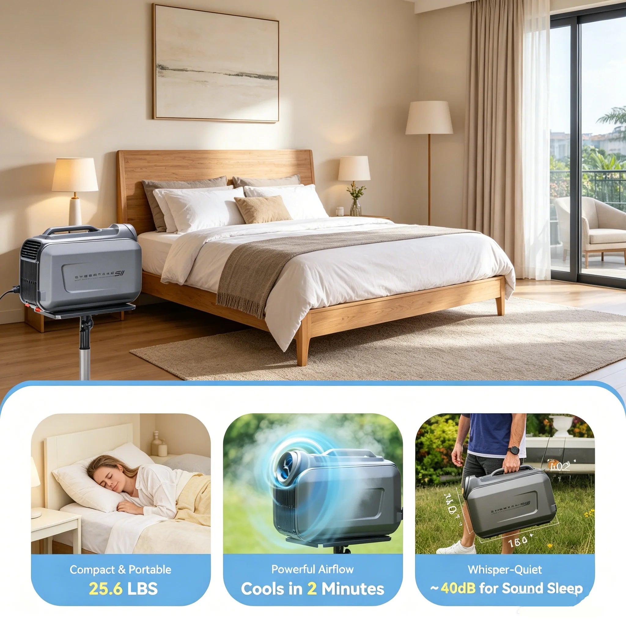 Cybertake S2 Pro Portable Air Conditioner Indoor Outdoor Universal Comfort Device Fashion Appearance Durable Overall Design Brings Cozy Using Experience Suitable For Vacation Outings Family Leisure And Long Term Outdoor Activ
