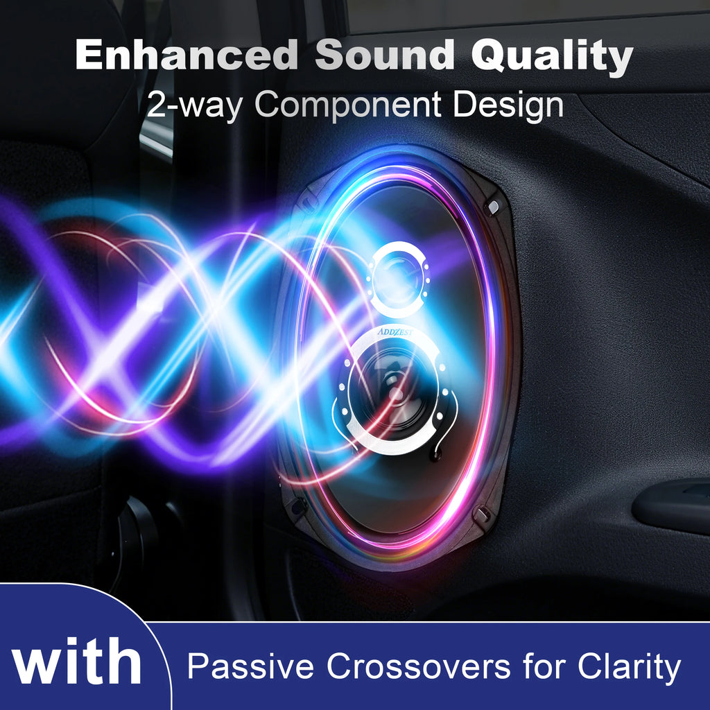 2PCS 6*9" Car Coaxial Speakers with 150W Max Power, PEI Tweeter Hybrid Surround, Car Door Speakers, Great Stock Replacement