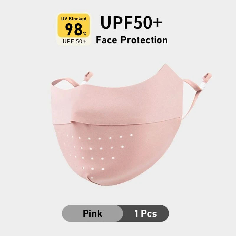 Summer Ice Silk Face Mask UV Sun Protection Respirator Men Women Adjustable Breathable Mask For Outdoor Running Cycling Sports