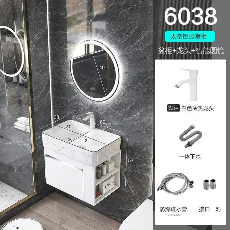 Compact Mini Bathroom Cabinet Minimalist Storage Ceramic Integrated Bathroom Vanity Cabinet Modern Archivadores Trendy Furniture