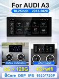 For Audi A3 2013 2014 2015 2016 2017-2020 10.25-inch car radio multimedia player Android 14 Wireless Carplay stereo DSP 4G WiFi