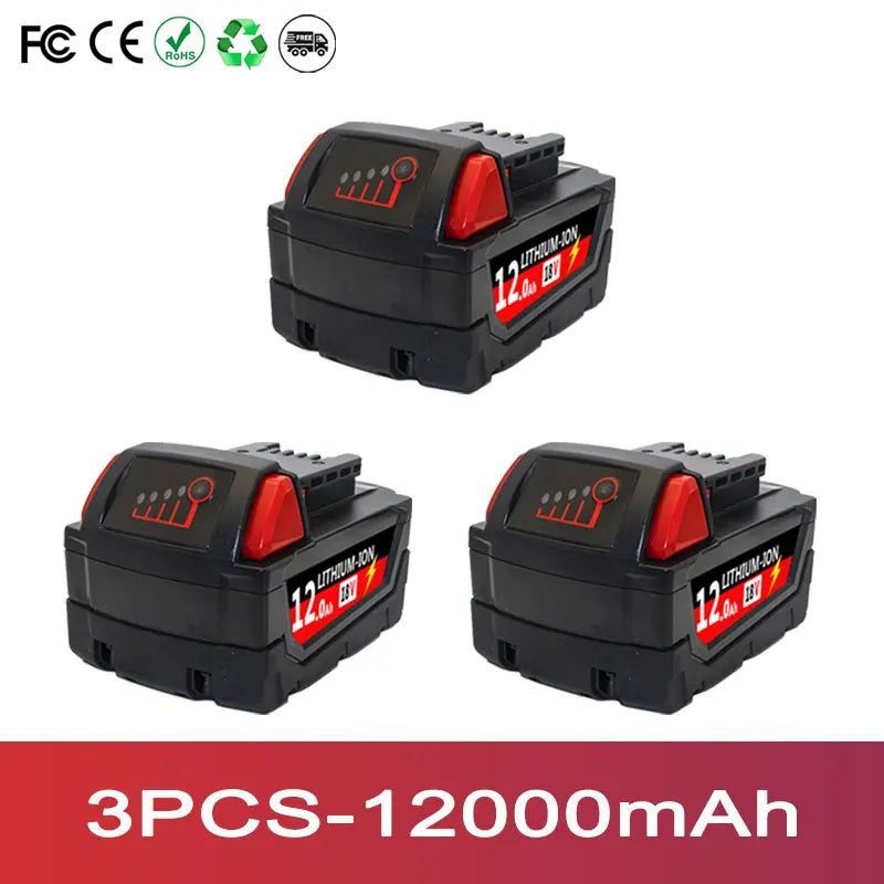 9000mAh 12000mAh For M18 Tool Battery Li-Ion Replacement Battery, For Milwaukee 18V 48-11-2830 0730-20 Tools battery