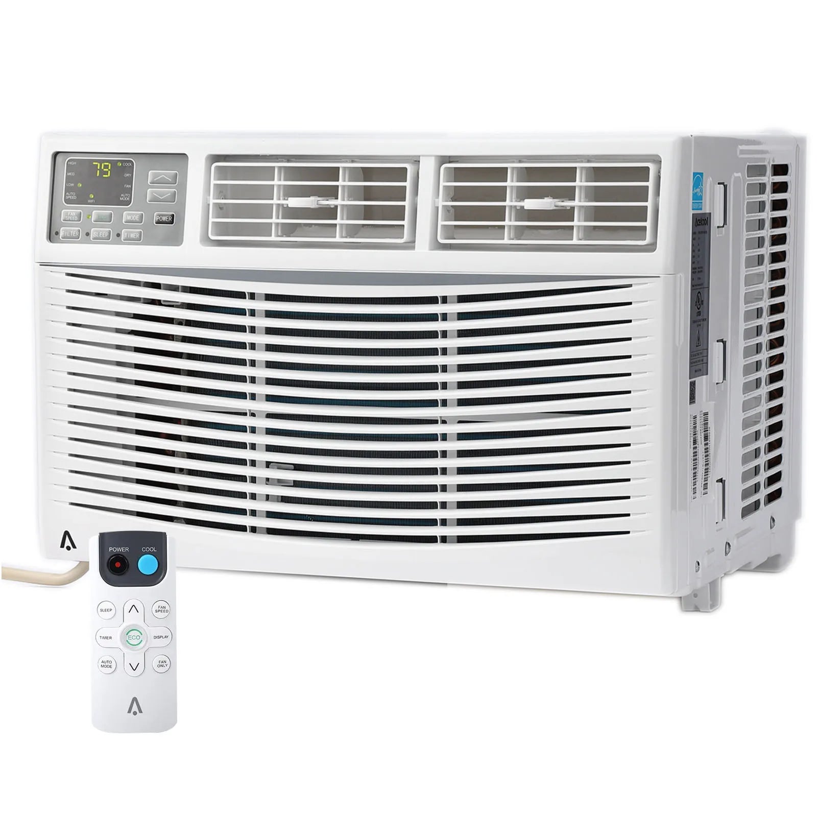 Climatiseur de fenêtre intelligent 8000 BTU avec Wi-Fi, télécommande et contrôle - 3-en-1 avec déshumidificateur, 3 vitesses de ventilation, minuterie 24H - pour chambre, bureau ou maison, ultra silencieux et efficace, jusqu'à 32,5 m²