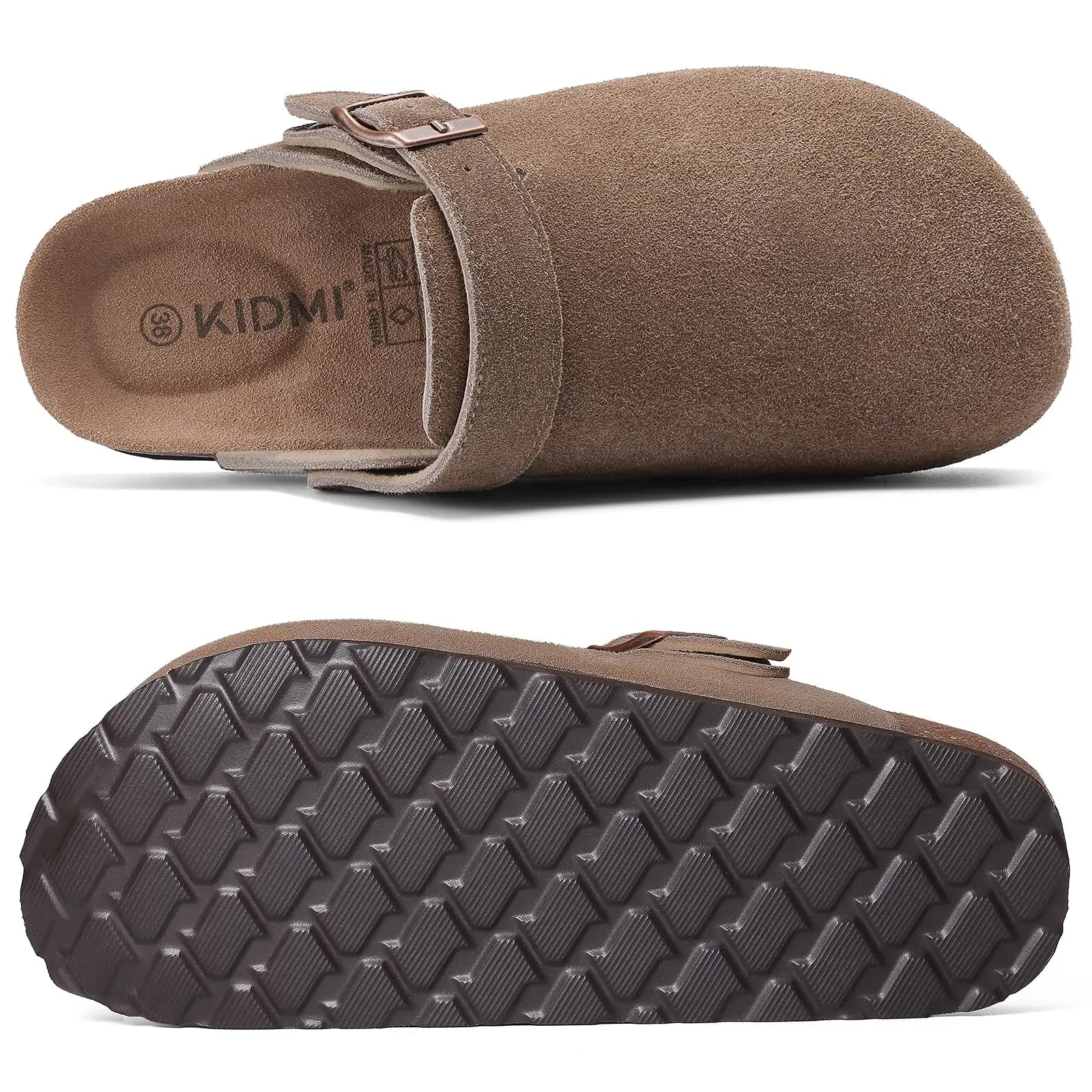Asgard Women's Genuine Leather Clogs Soft Cork Footbed Cow Suede Mules With Adjustable Strap Fashion Comfort Slip on Slippers