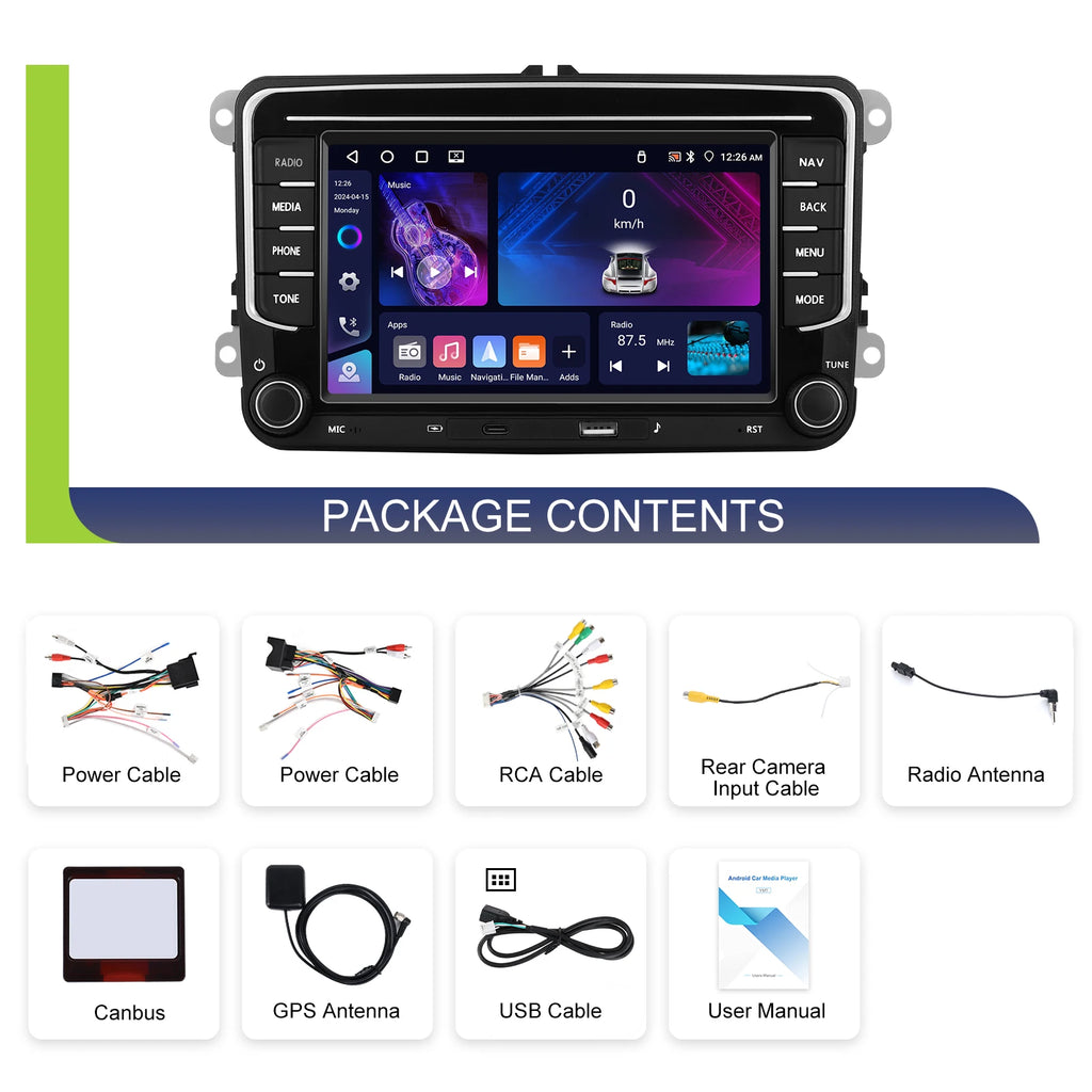Podofo 7 "9" CarPlay Android Car Radio For Volkswagen VW Golf Passat JETTA Skoda SEAT Car Intelligent System 2din GPS Car Radio